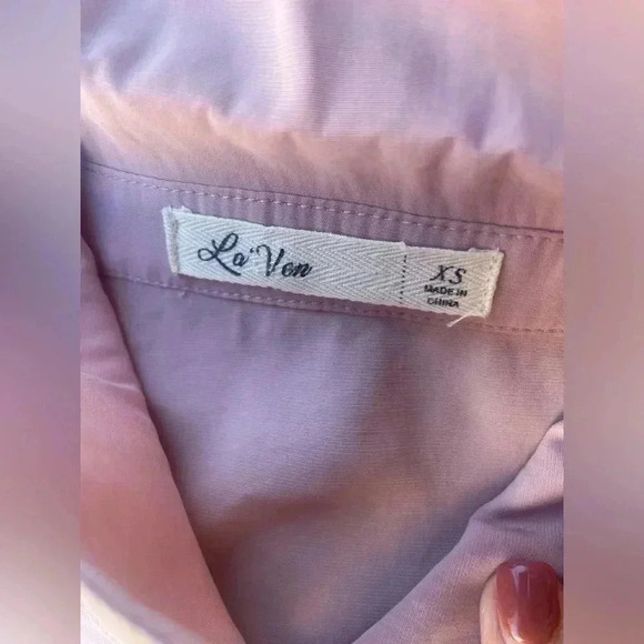 La Ven women’s pale pink statement sleeves button down shirt sz XS preloved - Picture 7 of 7